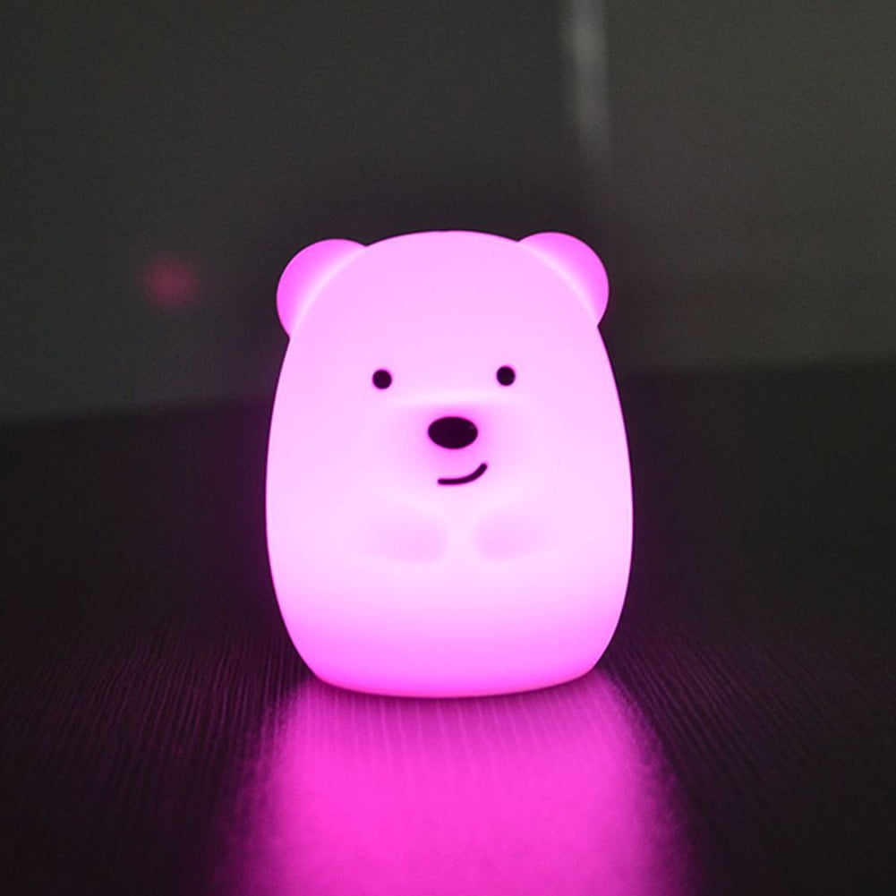 LED Night Light, Battery Powered Silicone Cute Bear Carton Nursery ...