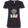 thumbnail image 3 of Inktastic Easter Hangin' with My Peeps Women's V-Neck T-Shirt, 3 of 5