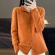 thumbnail image 1 of Cárdigan de lana pura de invierno, ropa para mujer, suéter de cuello redondo, bolsillos, blusas de manga larga para mujer, suéter de punto de moda coreana con borde rizado, 1 of 5