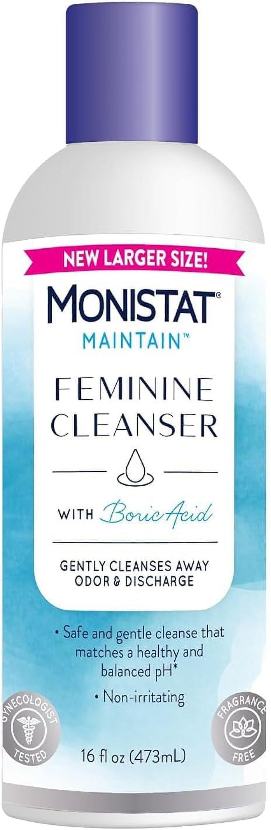Monistat Maintain Feminine Hygiene Set, 1 Cleanser, 16 fl oz, 1 Wipes, 12 per Box, 2 CT (Variety Pack)