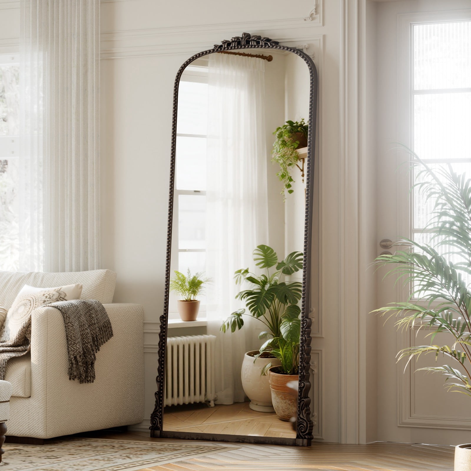 SHATTERVIEW 69"x28" Arched Full Length Mirror Vintage Floor Mirror with Stand Wall-Mounted Mirror, Antique Bronze