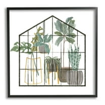 Stupell Industries Modern Greenhouse Illustration Chic Indoor Plants Palm Leaves,24 x 24, Design by Melissa Wang