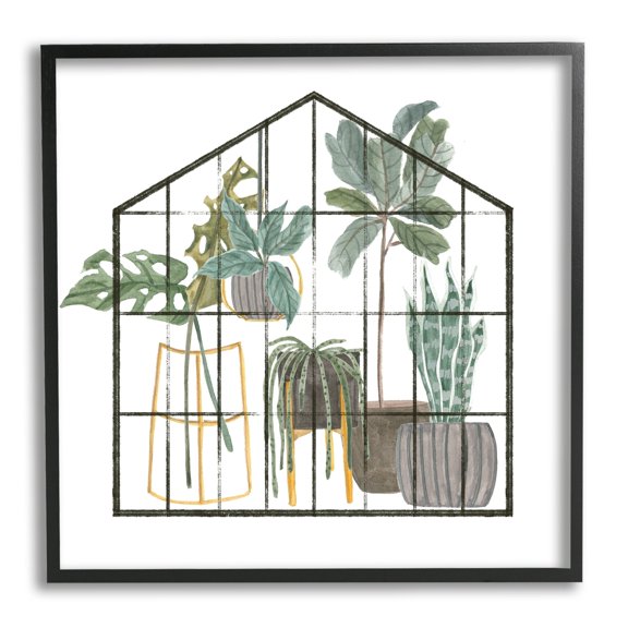 Stupell Industries Modern Greenhouse Illustration Chic Indoor Plants Palm Leaves,24 x 24, Design by Melissa Wang