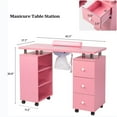 thumbnail image 2 of Ktaxon Nail Table, Manicure Desk for Nail Tech with Electric Downdraft Vent, Pink, 2 of 7