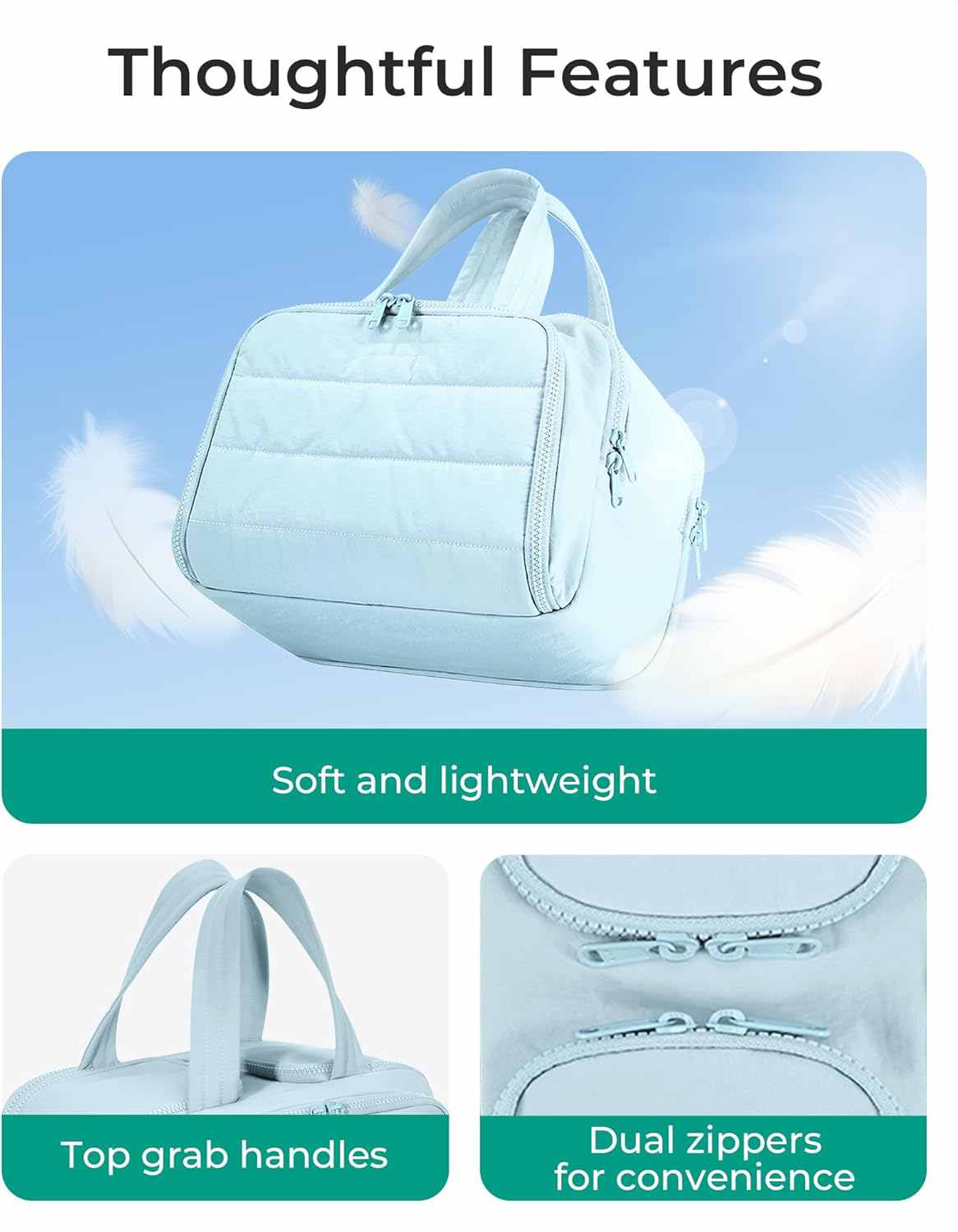 Travel Toiletry Bag, Lightweight Large Wide-open Travel Bag for Women, Puffy Cosmetic Makeup Bag Organizer with Handle for Accessories,Essentials, Toiletries