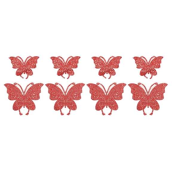 Uxcell 8Pcs Butterfly Car Decals for Women, 2 Size Rhinestone Crystal Sticker Decoration, Red