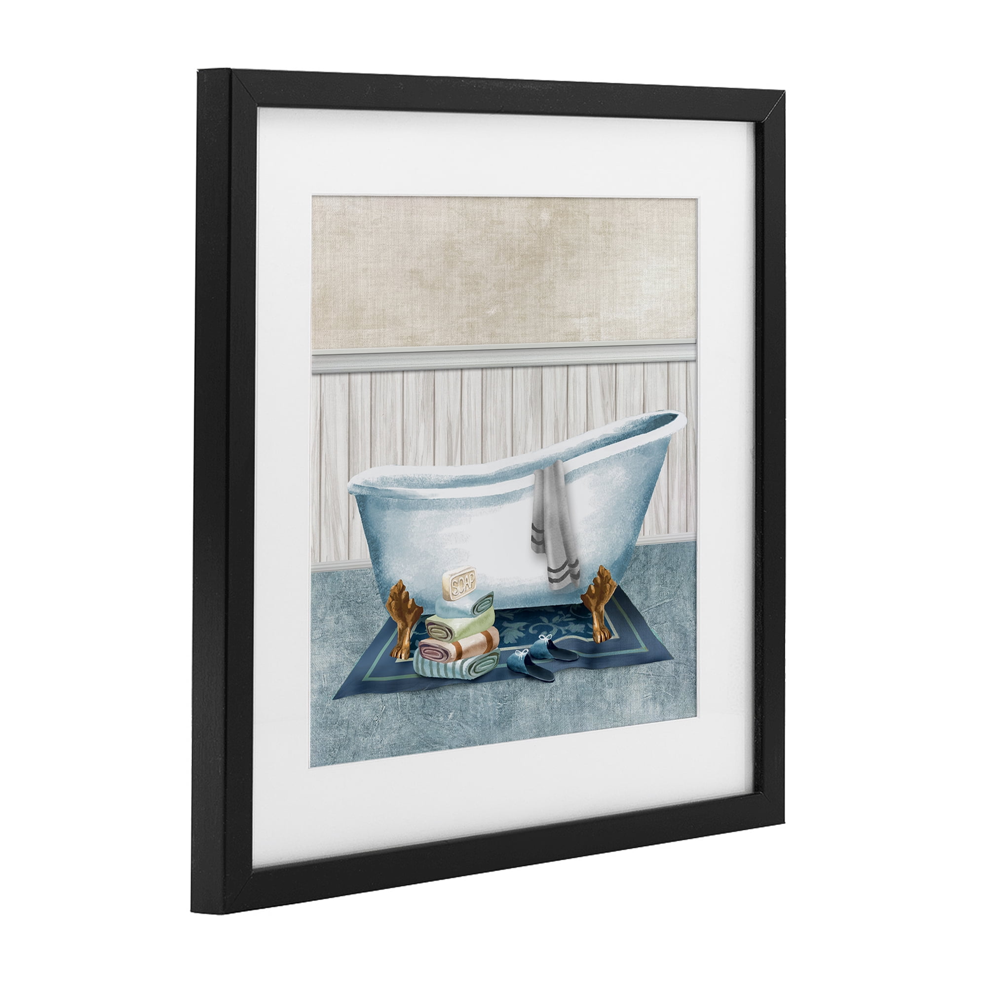 Stupell Industries Cozy Clawfoot Bathtub Spa Black Framed Print Under Glass, design by Conrad Knutsen