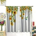 thumbnail image 4 of Sunflower Flower Blackout Curtains for Bedroom,Rustic Vintage Wood Panel Watercolour Nature Sunflower Plant Flower Bird Window Drapes Print for Girls Boys Living Room Kitchen 84x84in, 4 of 6