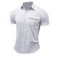 thumbnail image 4 of Mens Camisas de Manga Corta Color Sólido Botón de Solapa Bolsillo Turndown Collar Blusa para Negocios Informales, 4 of 4