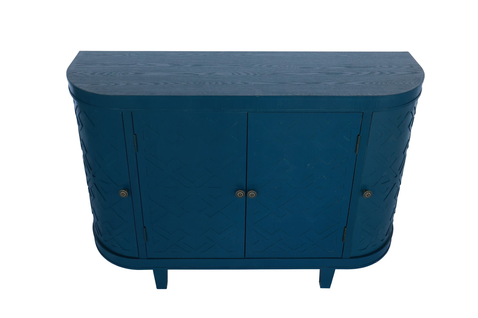 AENKYO Vintage Accent Cabinet with Carved Doors – Stylish Sideboard Buffet for Living Room & Entryway, Dark Blue