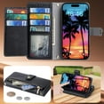 thumbnail image 2 of Case For IPhone 17 Pro Max/17 Pro/17 Air/17, Magnetic Wallet Case Flip Zipper Card Slots Cover Leather Shockproof Shell, 2 of 7
