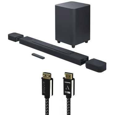 JBL BAR-1000 7.1.4ch Soundbar and Subwoofer with Surround Speakers and an Austere 7S-8KHD2-2.5M VII Series 2.5m Premium Braided 8K HDMI Cable (2022)