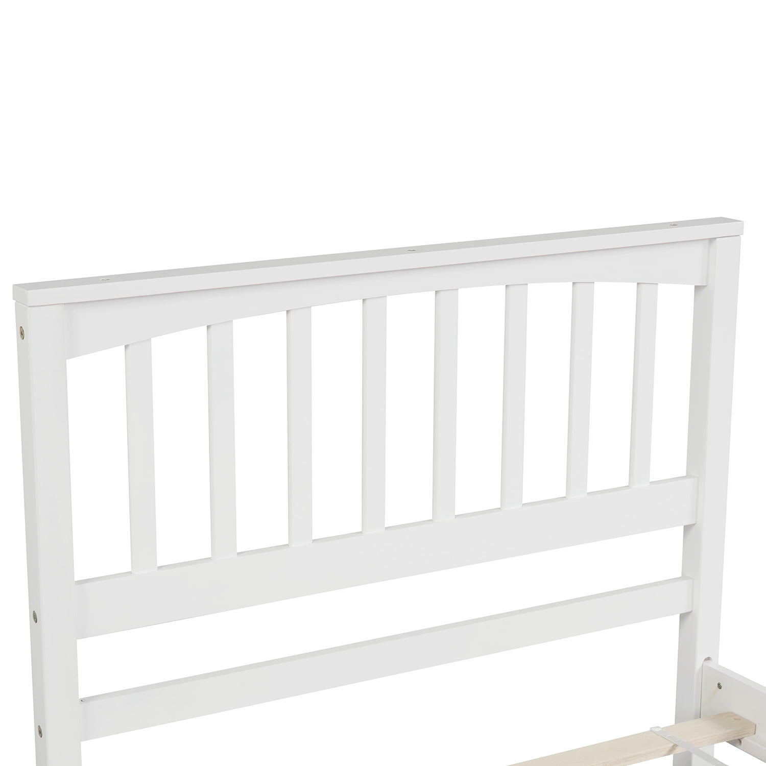 Mintazer Twin Size Platform Bed Frame with Classic Vertical Slatted Headboard & Panel Footboard for Kids Teens Adults Bedroom, No Box Spring Needed, White