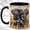 Black, variant on Elephant Family Coffee Mug, Floral Animal Mug, Ceramic 11 oz