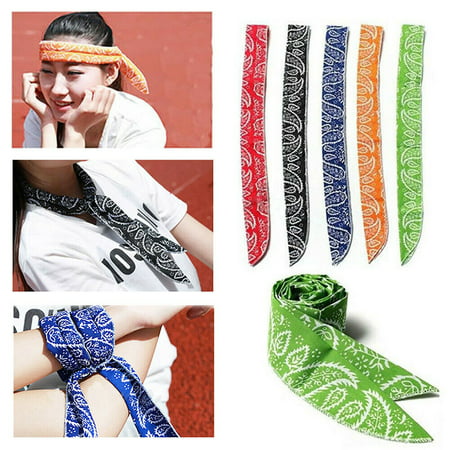 The Noble Collection 1PC Summer Body Ice Cool Cooling Wrap Necktie Sport Headband Neck Cooler (Best Way To Tie A Scarf)