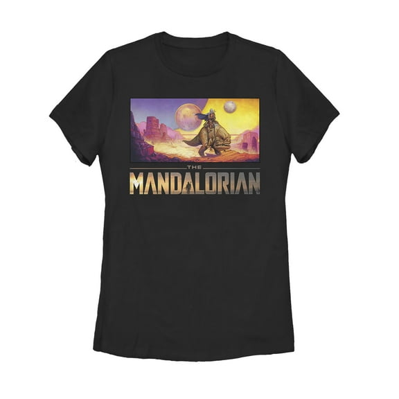 Women's Star Wars: The Mandalorian Dreamscape Journey Graphic Tee Black Large