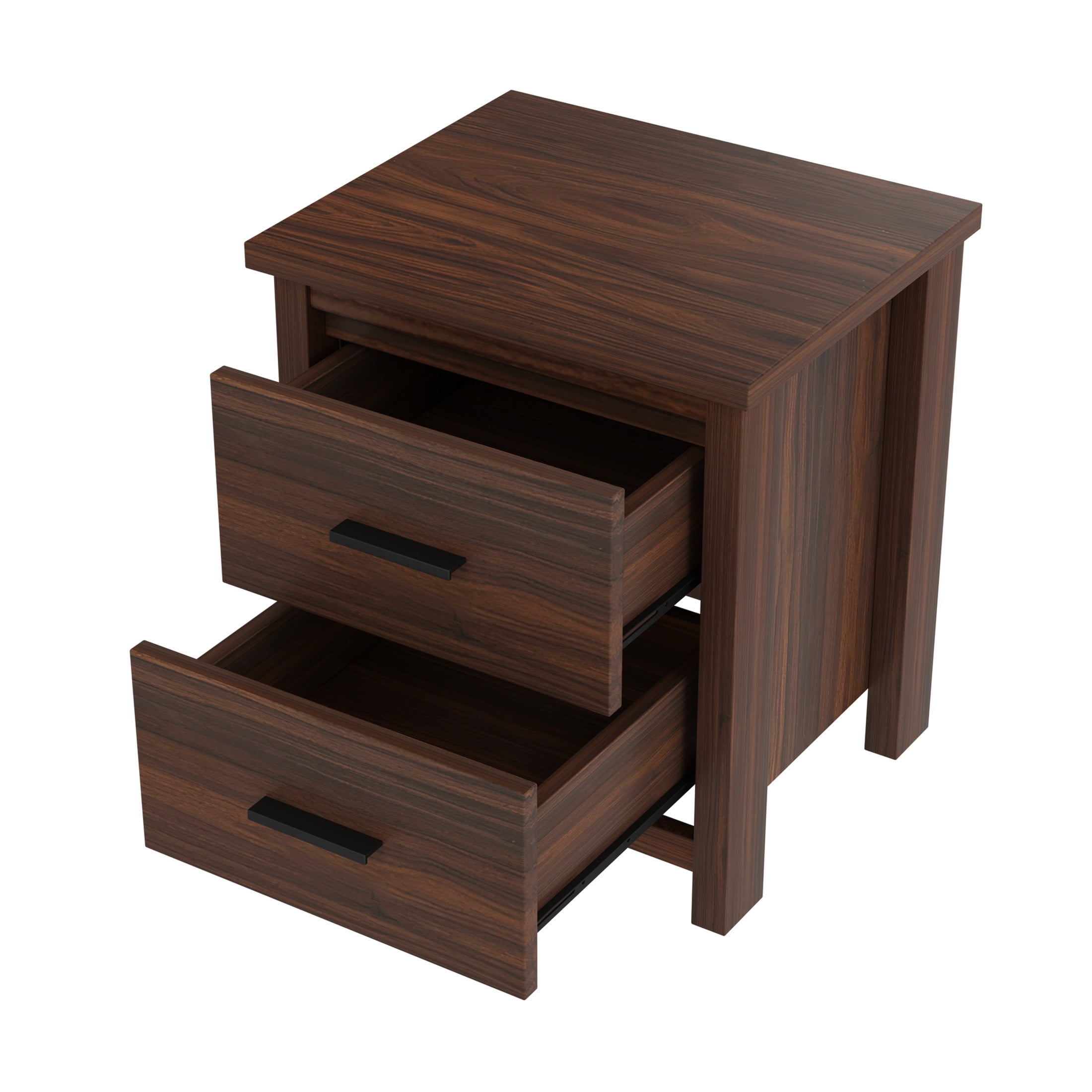 Noble House 4PCS Bedroom Set, Queen Bed with Storage Headboard & Charging Station, 2 Nightstands, 5-Drawer Dresser,Walnut