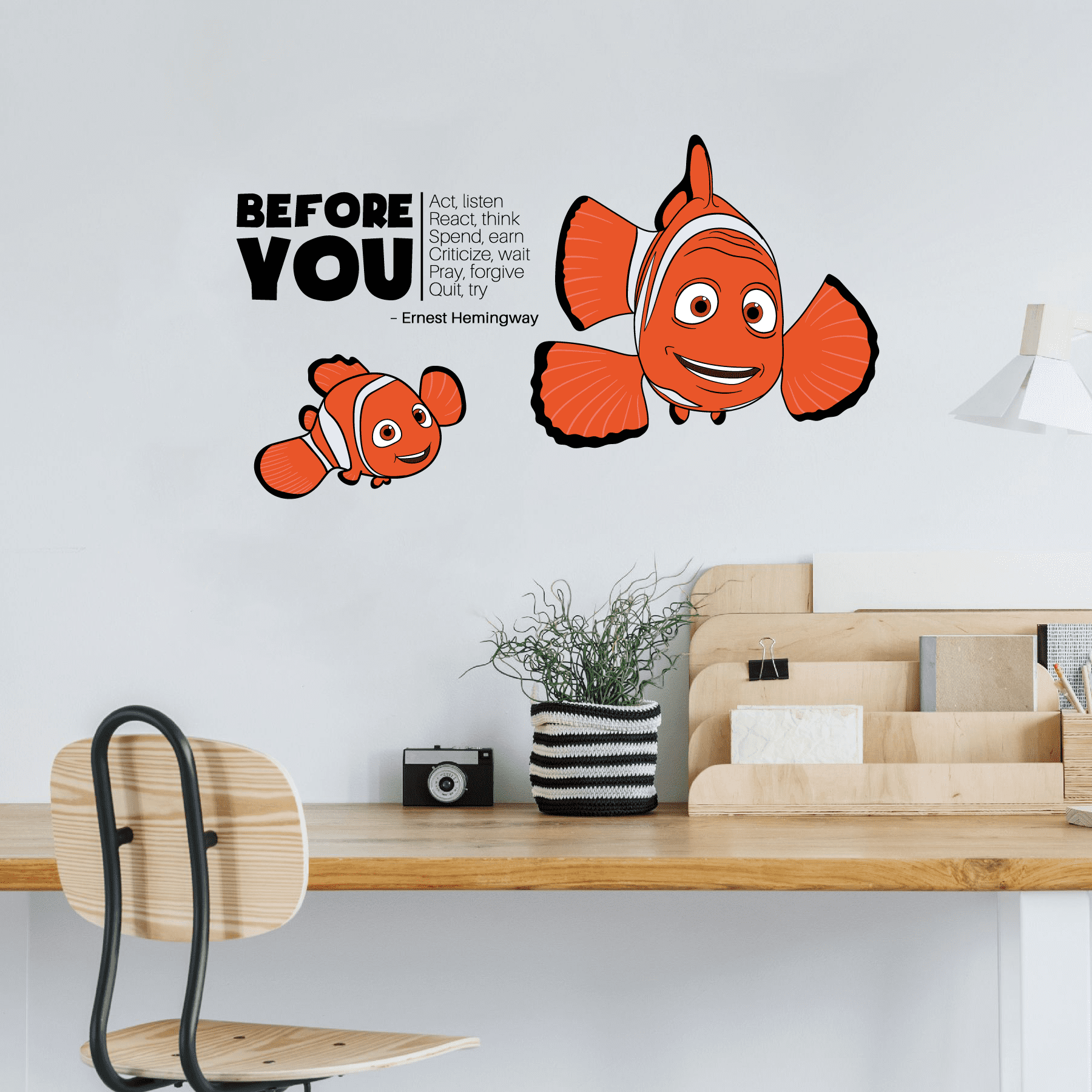 Nemo Shark Fish Wall Sticker Creative Marine Design Dream Bathroom Mural Wall