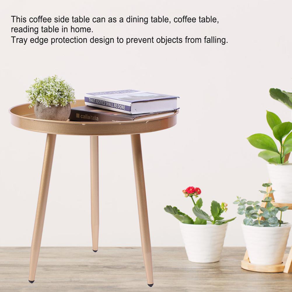 Modern Simple Metal Side End Table, Small Round Reading Table