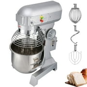 KFFKFF Industrial Kitchen Mixer 15Qt 600W, 3 Variable Speeds 110/178/390 RPM, Robust 110V, Comes with Stainless Steel Bowl, Dough Hooks, Whisk, Beater, Ideal for Educational Institutions, Bakeries
