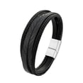thumbnail image 1 of Mightlink Men Bracelet Vintage Magnetic Buckle Woven Handmade Geometric Decorative Gift Multilayer Wrap Faux Leather Male Bangle Jewelry for Daily Life, 1 of 7
