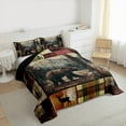 thumbnail image 3 of Feelyou Farmhouse Bear Men Queen Comforter Set, Reindeer Moose Elk Bedding Sets, Vintage Western Patchwork Reversible Bedding Comforter Set, Super Cozy Room Decor, 3 Pieces, 3 of 8
