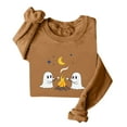 thumbnail image 2 of HOOJT Womens Crewneck Sweatshirts Fall Long Sleeve Sweaters Halloween Cute Ghost Printed Hoodless Sweatshirts Loose Pullover Top Halloween Costumes, 2 of 3