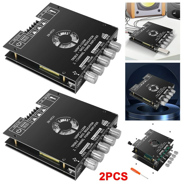 Módulo amplificador potencia audio ZK-HT21 Entrada AUX/USB TDA7498E Compatible con dientes Azul