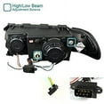 thumbnail image 4 of BMW E38 7-Series 740i 740i Black Clear Dual Halo LED DRL Projector Headlights, 4 of 4