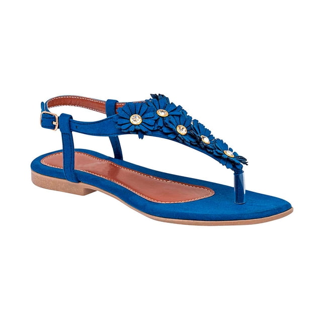 Sandalias de piso color Azul Rey Exterior Textil, Ajuste con Hebilla, Construcción Vegano RBBASICS 1505