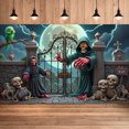 thumbnail image 4 of Gothic Design Halloween Banner Grim Reaper Decoration Spooky Theme Moonlit Backdrop for Horror Parties Haunted Houses Themed Events, 4 of 5