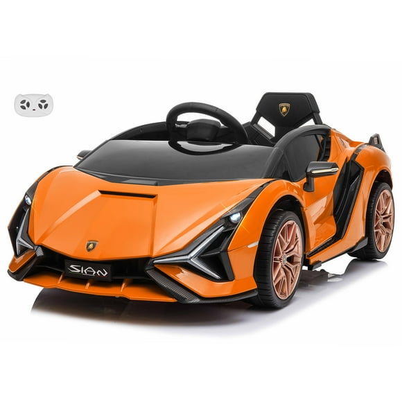 Voltz Toys 12V Ride On Car for Kids, Official Licensed Lamborghini SIAN, Battery Powered Electric Car with Remote Control, LED Lights and MP3 Player (Orange)