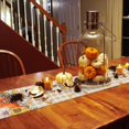 thumbnail image 4 of Table Runner Dresser Scarves 60 Inch Long,Thanksgiving Dessert Pumpkin Leaves Linen Dining Table Runners Flower Maple on Orange Grid Tabletop Scarf for Wedding Holiday Party Kitchen, 4 of 9