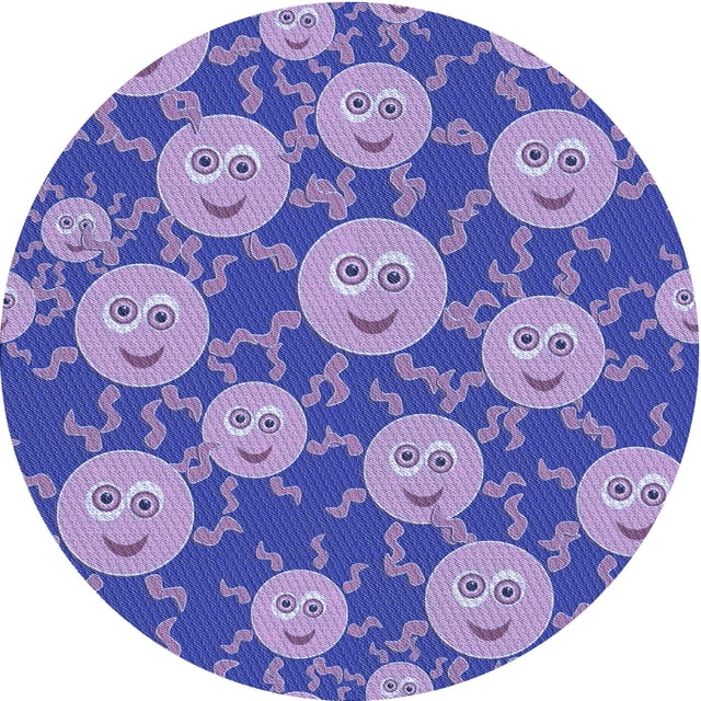 Ahgly Company Tapis d'Intérieur Rond Lavable en Machine Mimosa Violet Transitionnel, 5 Pieds Rond