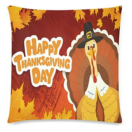 18 Inch Leaf - ZKGK Happy Thanksgiving Hispter Turkey Home Decor Pillowcase 18 x 18 Inches,Autumn Maple Leaf Pillow Cover Case Shams Decorative