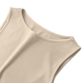 thumbnail image 5 of Womens Sleeveless Crewneck Ribbed Tank Tops Casual Basic Summer Top Slim Fitted Racerback Shirts Beige 2XL, 5 of 5