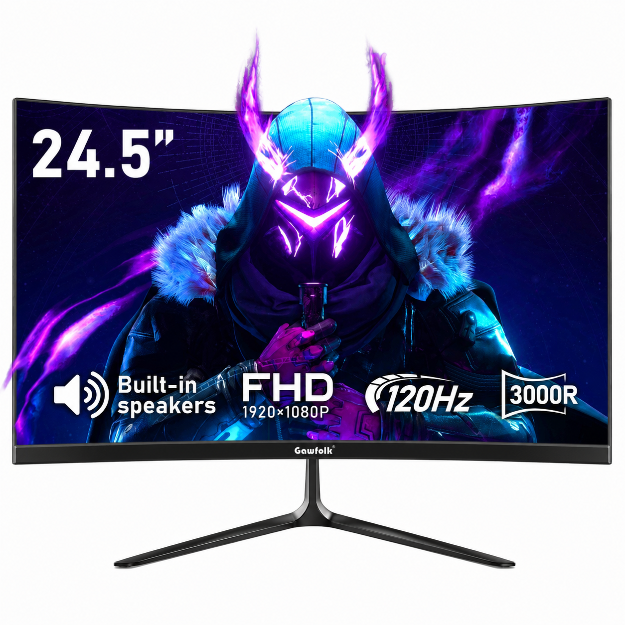 Gawfolk 24.5-Inch Curved Gaming Monitor, 120Hz, Full HD