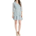 thumbnail image 2 of Allegra K Women's 3/4 Sleeve Ruffle Hem Buttons Decor Drawstring Ruched Dress, 2 of 6