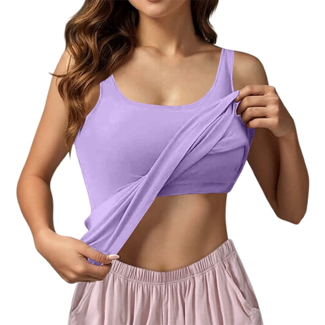 Camiseta sin costuras tipo bralette para mujer: copas incorporadas, diseño sin costuras, ligera para el uso diario.