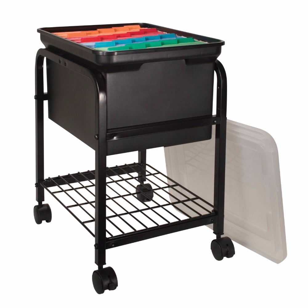 Advantus hanging file cart with clear lid steel black walmart
