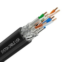 Syston Cable Cat8 Ethernet Bulk Raw Cable 2000MHz 2GHz 40GB 100 ft Solid Bare Copper S/FTP Individual electromagnetic Tinned Copper Braid Shield 22/4 4 Pair 22 AWG CMR FT4 UTP Black Order to Cut