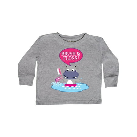 

Inktastic Dental Hygiene Brush and Floss Gift Toddler Toddler Girl Long Sleeve T-Shirt