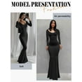thumbnail image 4 of Xuanfei Women Boat Neck Solid Color Long Sleeve Bodycon Fishtail Dress, 4 of 4