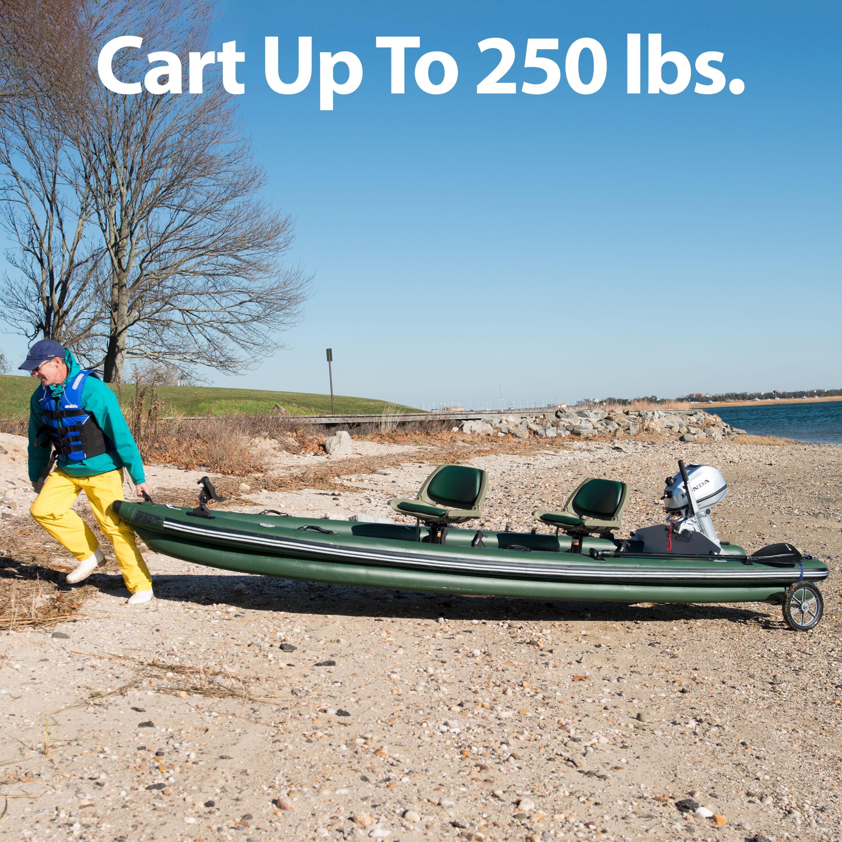 Sea Eagle EZ Cart - Chart Wheel System for Boats and Kayaks - Wide Heavy Duty