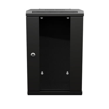 NavePoint 11.8 in Wall Mount Network Cabinet, 9U, Glass, Black