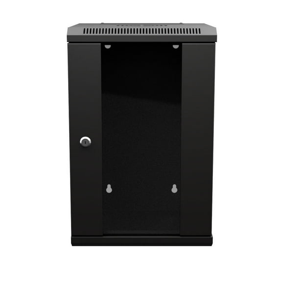 NavePoint 11.8 in Wall Mount Network Cabinet, 9U, Glass, Black