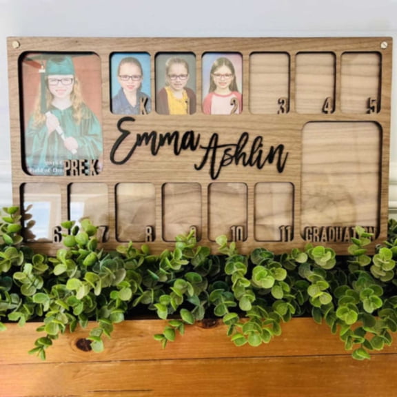 School Picture Frame K To 12 School Years Picture Frame Personalized Graduation Picture Frames for Wall Hanging k-12 Photo Frame Graduation Gift Custom Name For Wooden Photo Frame Brown