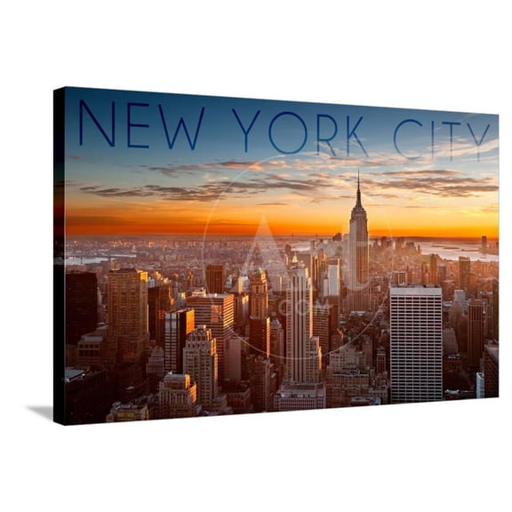 New York City, New York  Aerial Skyline at Sunset, Stretched Canvas Wall Art by Lantern Press Sold by Art.Com