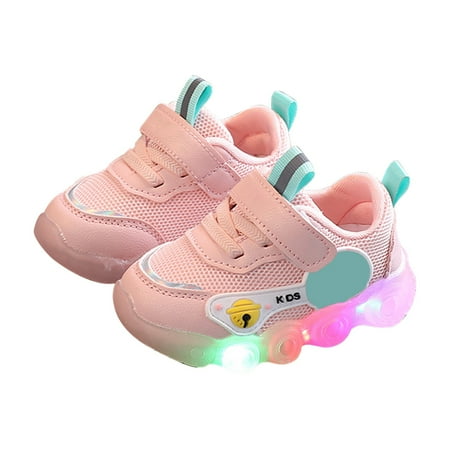 JAHH Toddler Boys Girls Light Up Shoes LED Flashing Lightweight Mesh Breathable Adorable Running Sneakers for Toddlers and Little Kid(3-6 Months Pink)