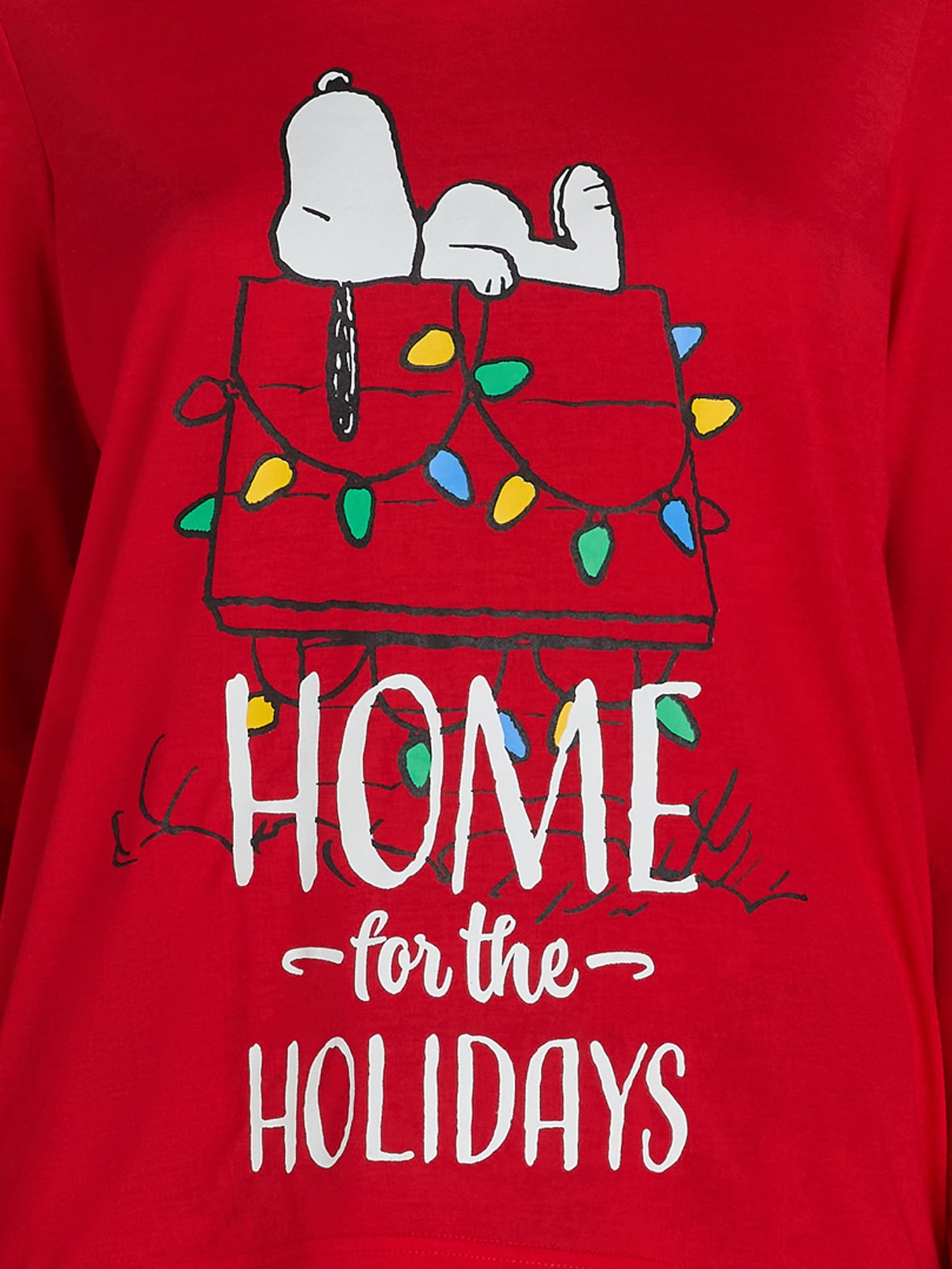 Peanuts Snoopy Women’s Home for the Holidays Matching Family Pajamas Set, 2-Piece, Sizes XS-3XL